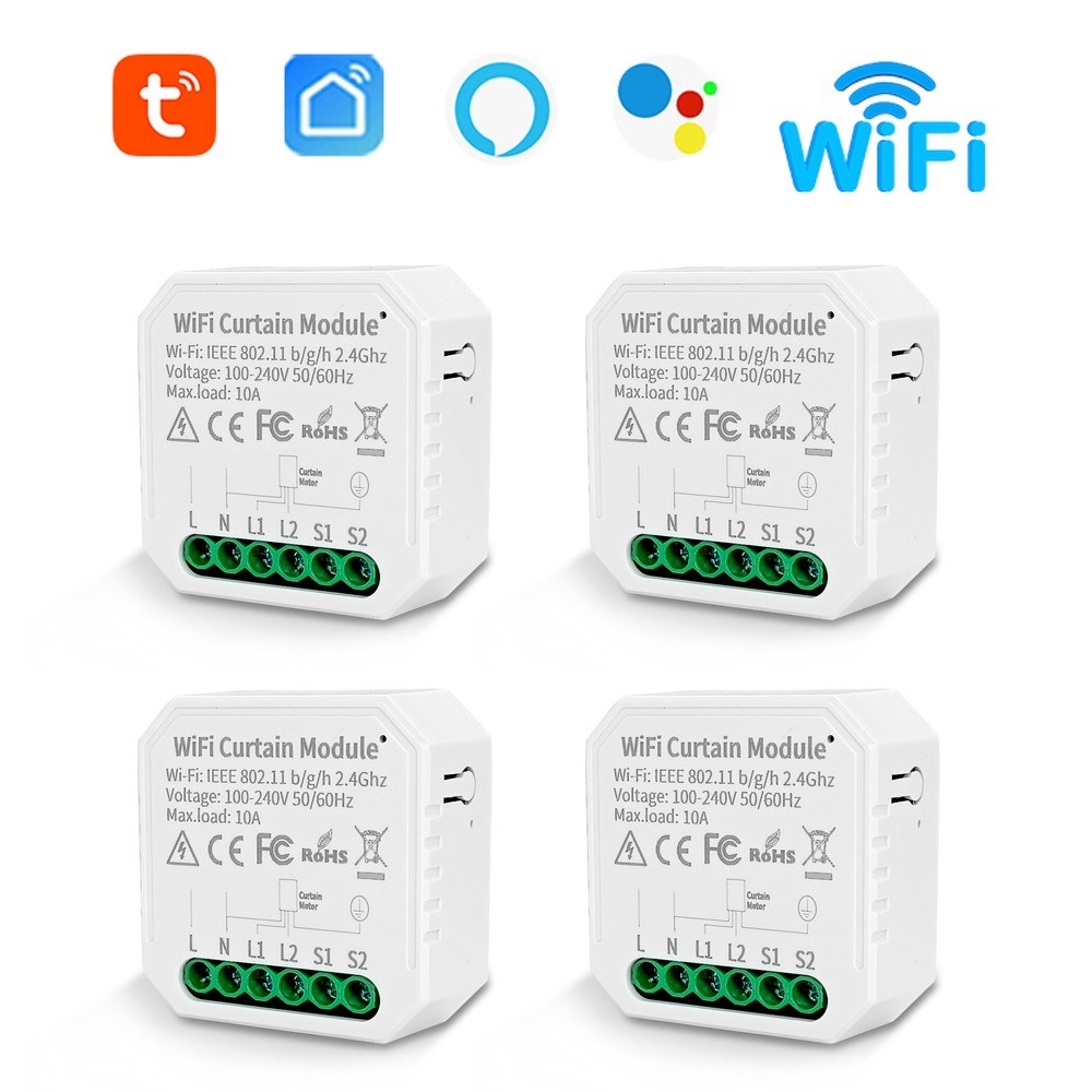 TOMTOP Technology Co., Ltd: 43% OFF 4pcs Tuya WIFI Intelligent Curtain Module Switch Mobilephone Remote APP Control Compatible with Alexa and Google Assistant for Voice Control,28.82?