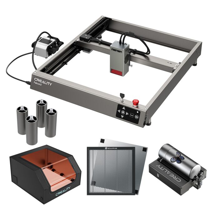 TOMTOP Technology Co., Ltd: 44% OFF Creality Falcon2 40W Laser Engraver with Integrated Air Assist System and 400x400mm Honeycomb Working Table and Rotary Roller and 700x720x400mm Protective Cover and 4pcs Falcon 2 Extra Risers,1029.00?