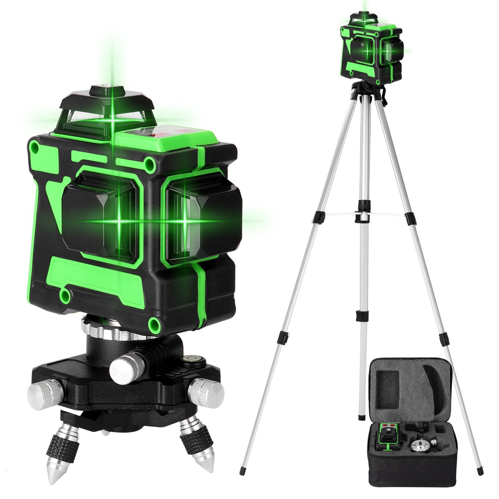 TOMTOP Technology Co., Ltd: 46% OFF Multifunctional 3D 12 Lines Self-leveling Laser Level with 1.5M 3 Heights Adjustable Alloy Extension Bar Tripod Stand and Carrying Bag,45.10?