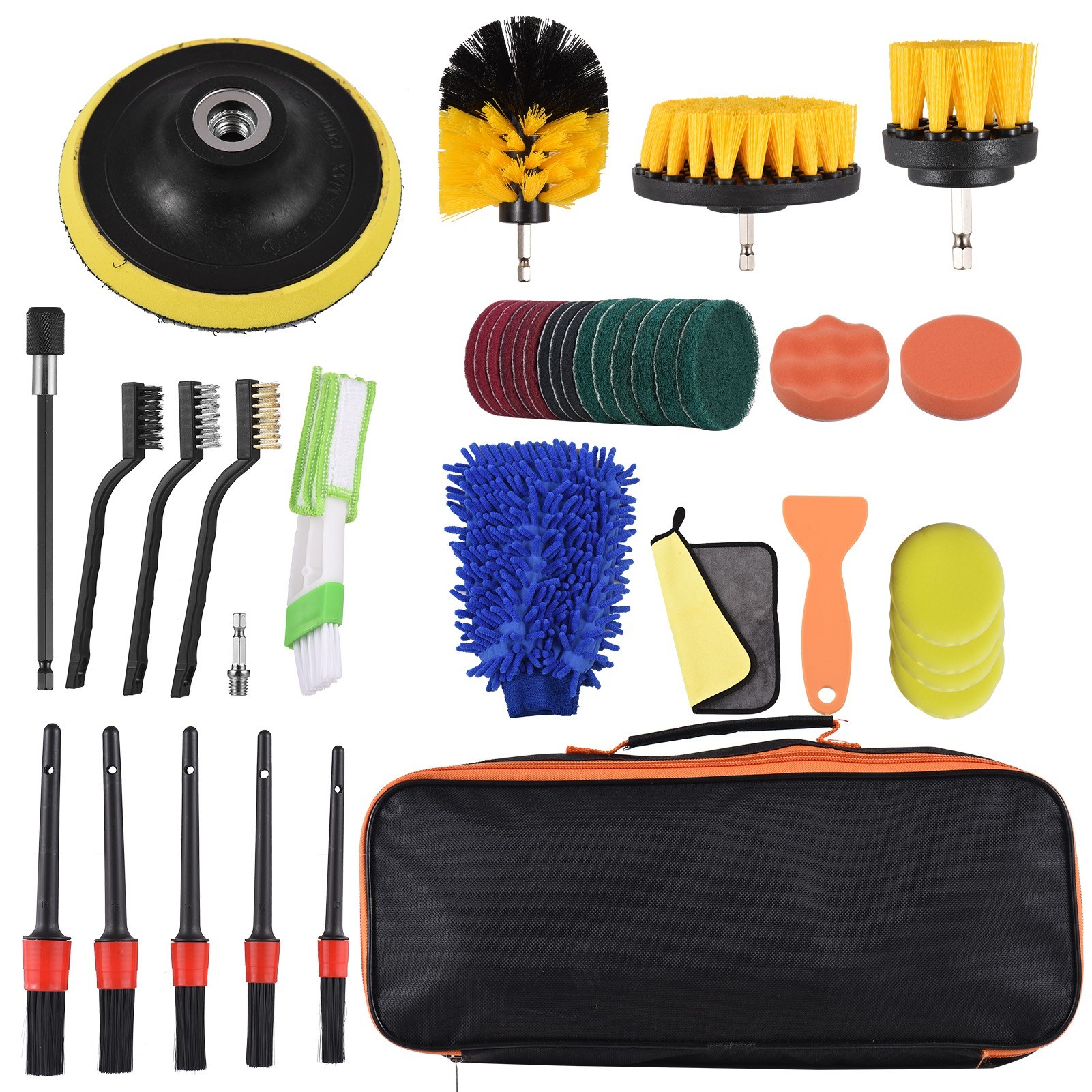 TOMTOP Technology Co., Ltd: 42% OFF 40 PCS Drill Brush Attachments Car Detailing Brush Kit for Auto Exterior and Interior Includes Scrub Pads Sponge Pads Washing Mitt Air Vent Brush Extension Rod Household Cleaning Set for Cars Bathroom Kitchen Tub Sink,25.10?