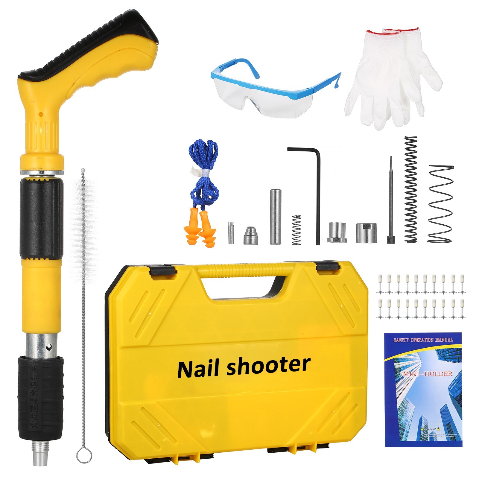 TOMTOP Technology Co., Ltd: 50% OFF Nail Wall Fastening Tool High-pressure Nail Gun Manual Steel Nail Gun Strength Adjustable with 20 Nails for Home DIY Woodworking Cement Wall,25.10?