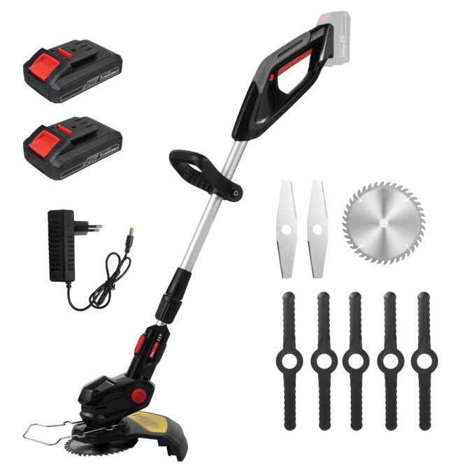 TOMTOP Technology Co., Ltd: 72% OFF Electric Weed Eater Cordless Lawn Trimmer Weed Trimmer Lawn Edger with Adjustable Length and 3 Types Blades for Garden and Yard (2 Batteries),45.56?+