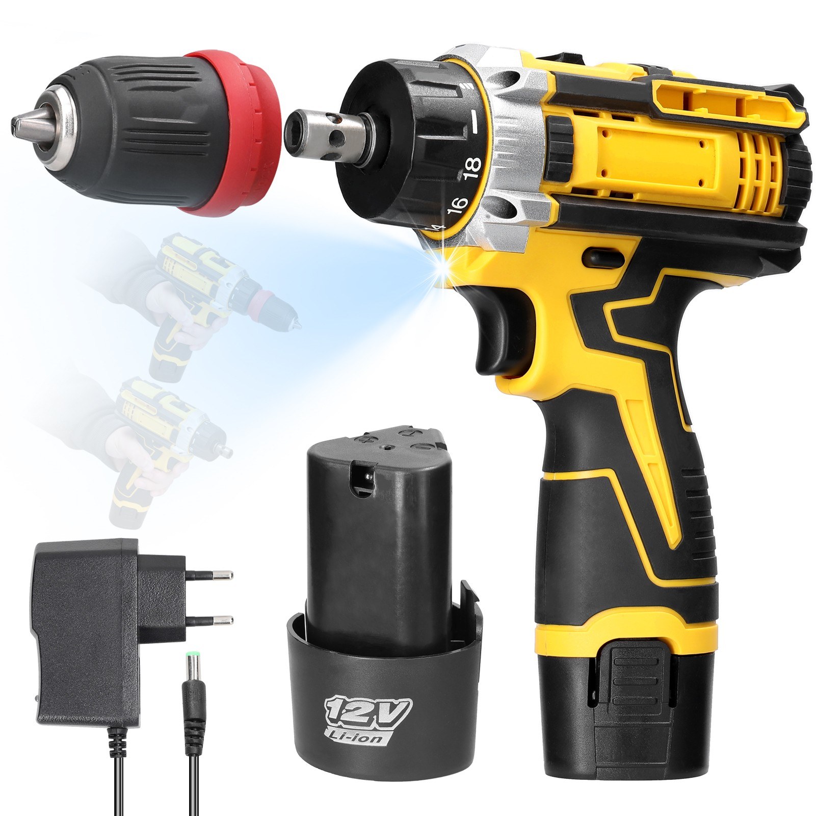 TOMTOP Technology Co., Ltd: 41% OFF 12 V 2in1 Lithium Drill Electric Screwdriver Multi-function Power Tool Brushed Motor Practical Screw Driver for Home Appliances Furniture Installation Automotive Electronics Repairing with Two Drill Bit Storage Slots,26.96?