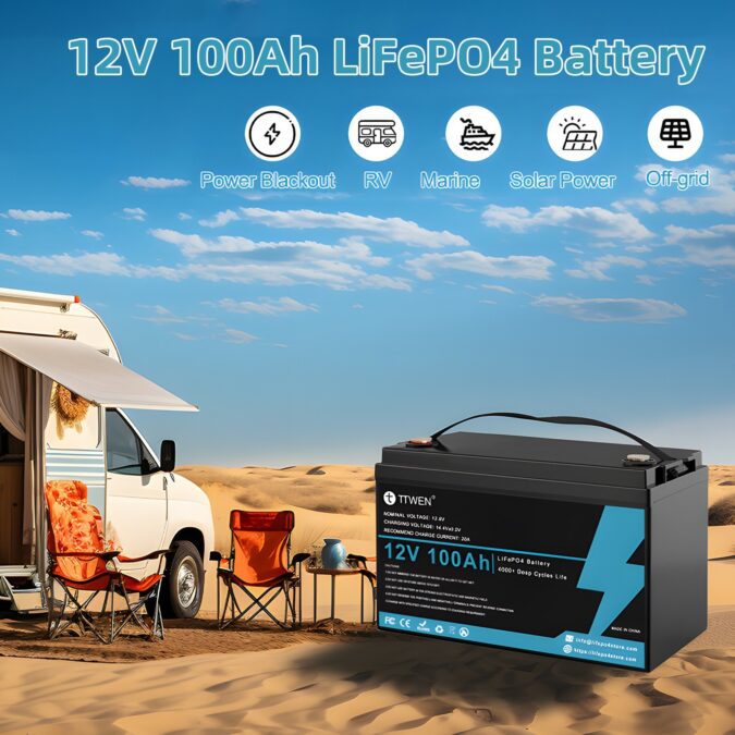 Cafago: 32% OFF,?275.19 TTWEN 12V 100Ah LiFePO4 Lithium Battery Pack,free shipping