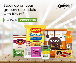 Quicklly: Stock up on your grocery essentials with 10% off!