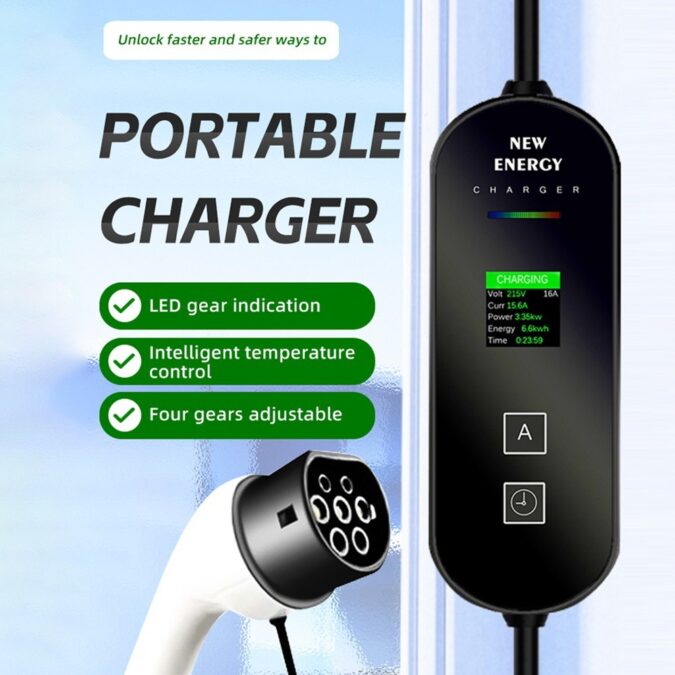 Cafago: 62% OFF,?79.04 16A 3.5KW Portable Electric Vehicle Charger,free shipping