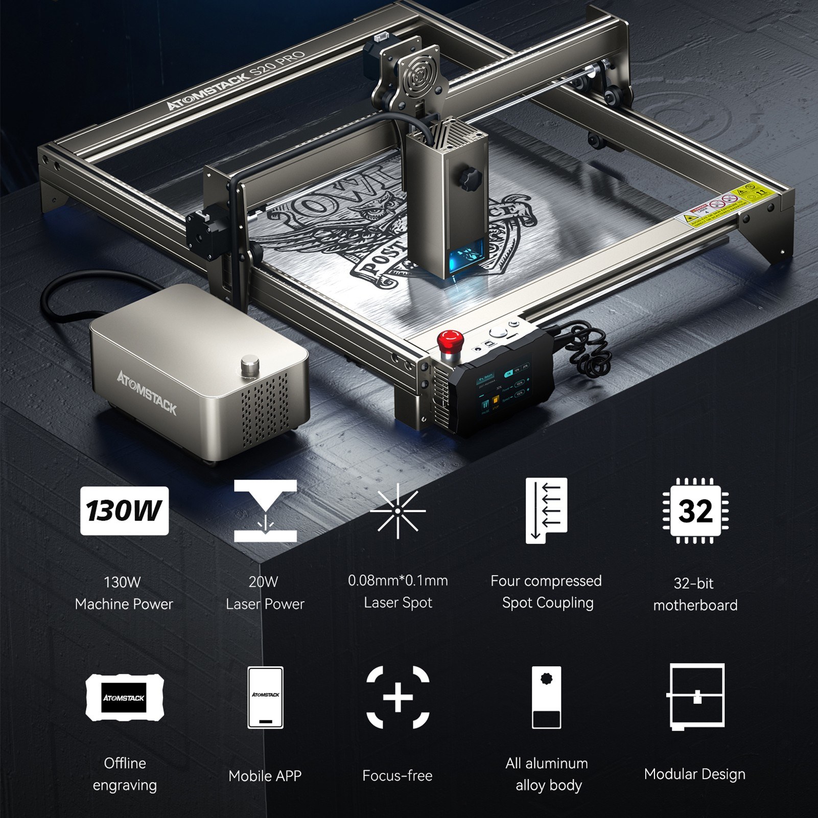 Cafago: Code: ED6525,?479 ATOMSTACK S20 Pro 20W Laser Engraving Cutting Machine,free shipping