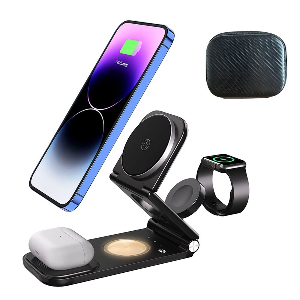 TOMTOP Technology Co., Ltd: 63% OFF 3 in 1 Wireless Charging Station Fast 15W Output Travel Charger for Multiple Devices With Night Light and Ambient Light,17.66?