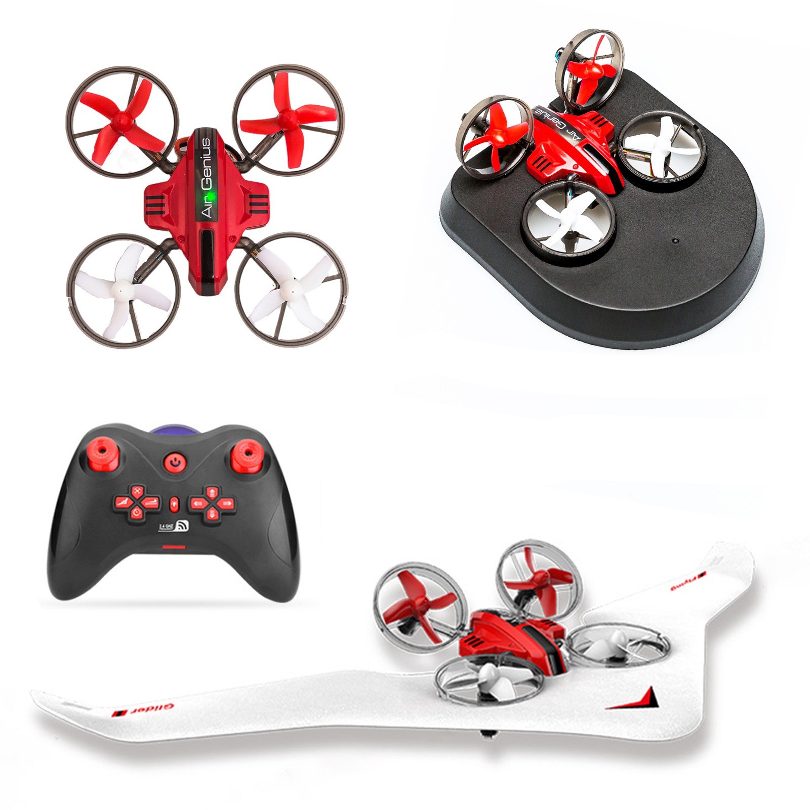 TOMTOP Technology Co., Ltd: 55% OFF 3in1 Remote Control Glider 2.4GHz Land and Air Remote Control Airplane Drone Hovercraft Toys Land Driving,31.61?