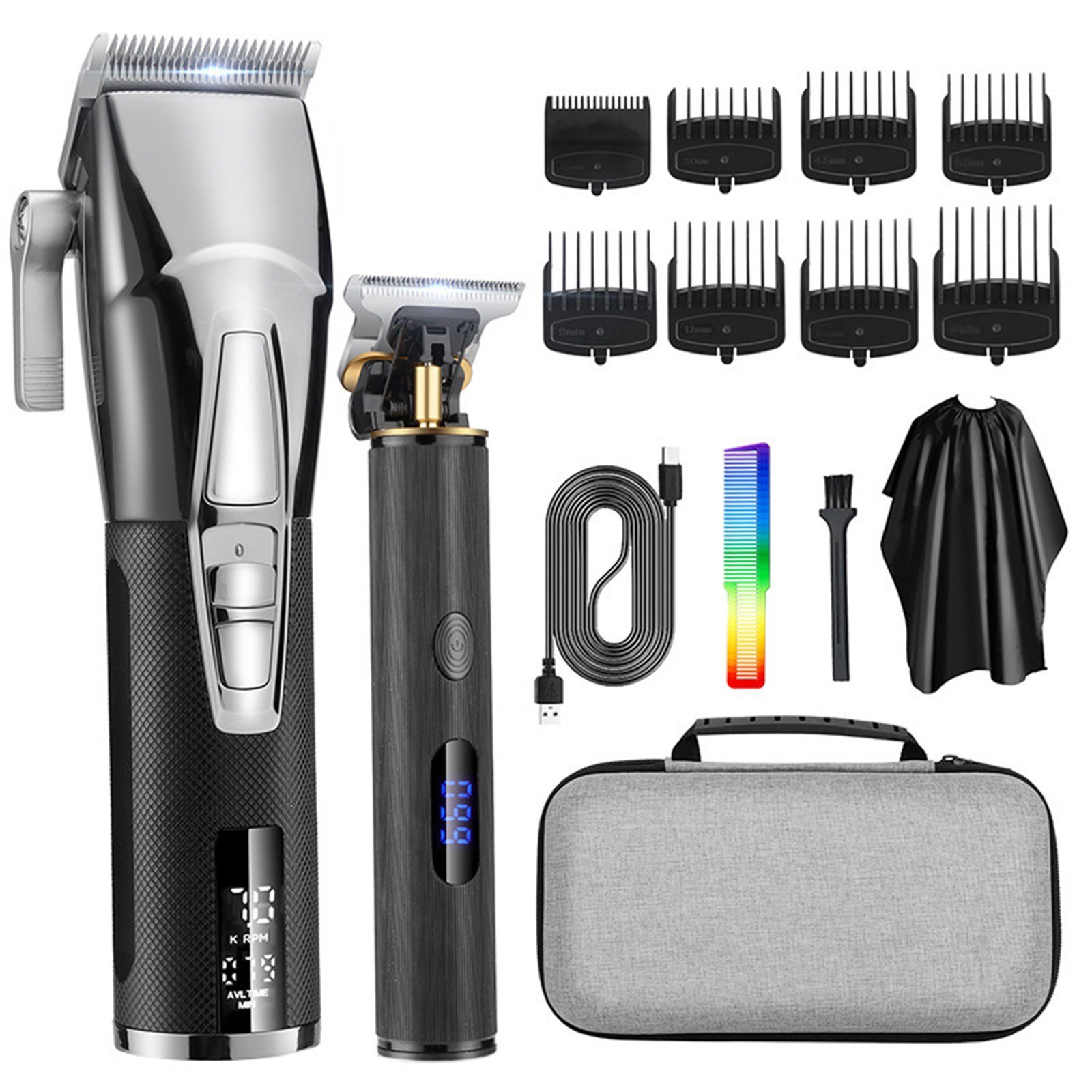 TOMTOP Technology Co., Ltd: 51% OFF Men Hair Clippers Cordless Barber Hair Cutting Machine Kit Haircut Grooming Set LEDs Digital Display Built-in High Capacity Rechargeable Cell,41.84?