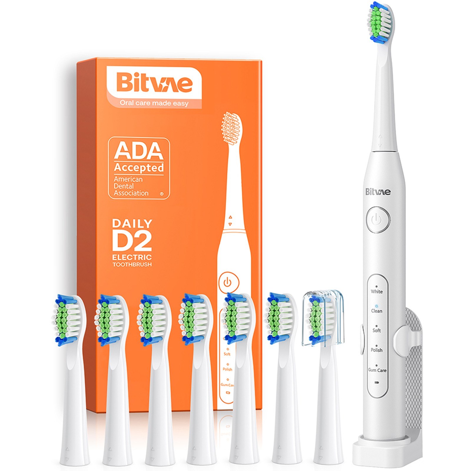 TOMTOP Technology Co., Ltd: 66% OFF Bitvae Electric Toothbrush with 8 Brush Heads 5 Modes Ultrasonic Electric Toothbrush with Holder,12.99?+