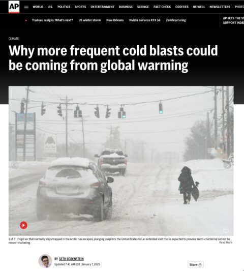 Climate Scientists Now Claiming Global Warming Causes Freezing Winters and Cold Blasts